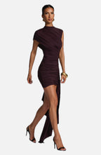 Women's Bodycon Mini Dress Ruched with Draped Asymmetric Hem