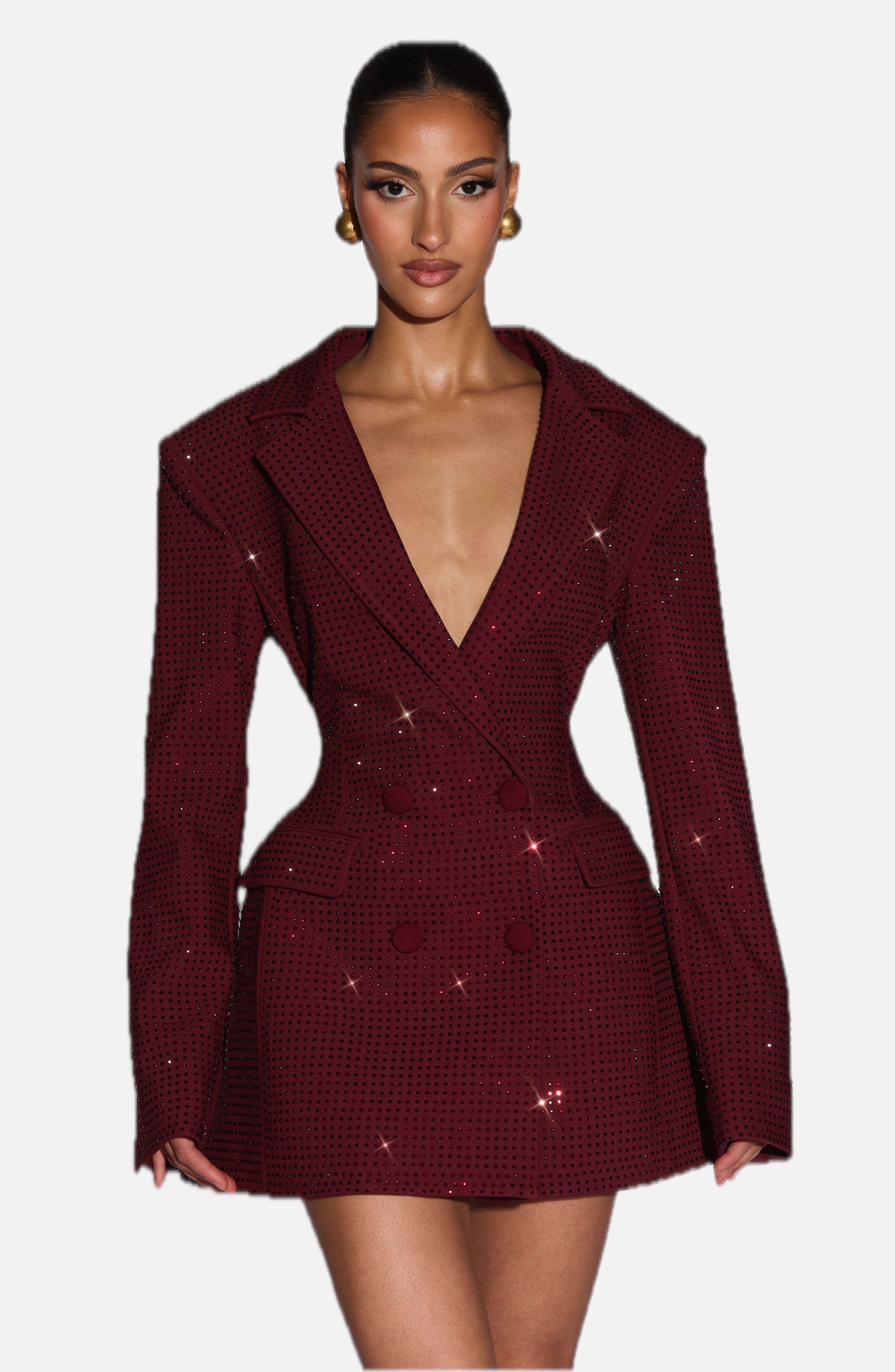 Women's Blazer Dress Double-Breasted with Shimmer Finish - 1