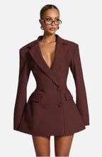 Women's Blazer Dress Double-Breasted with Tailored Waist