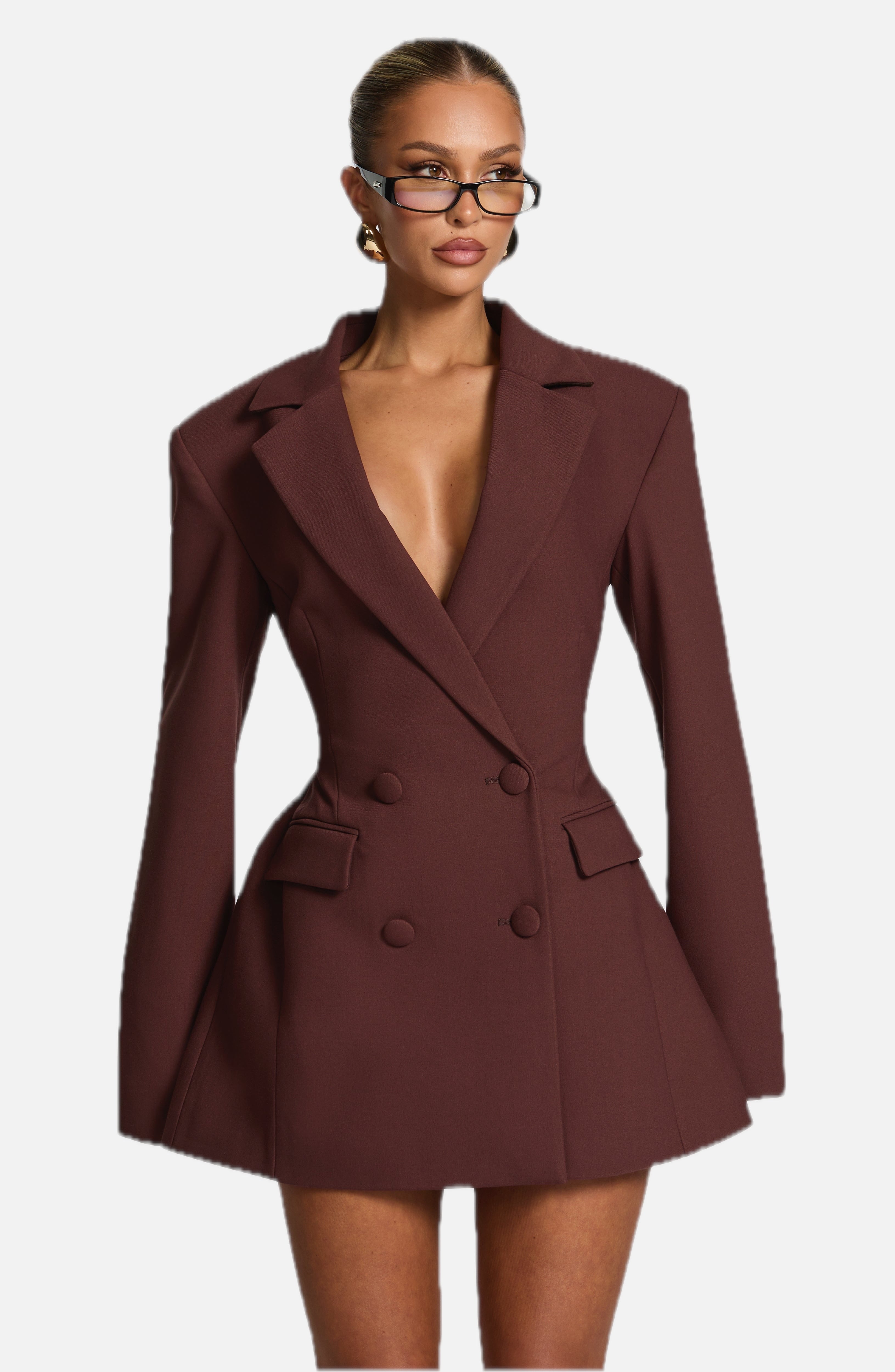 Women's Blazer Dress Double-Breasted with Tailored Waist