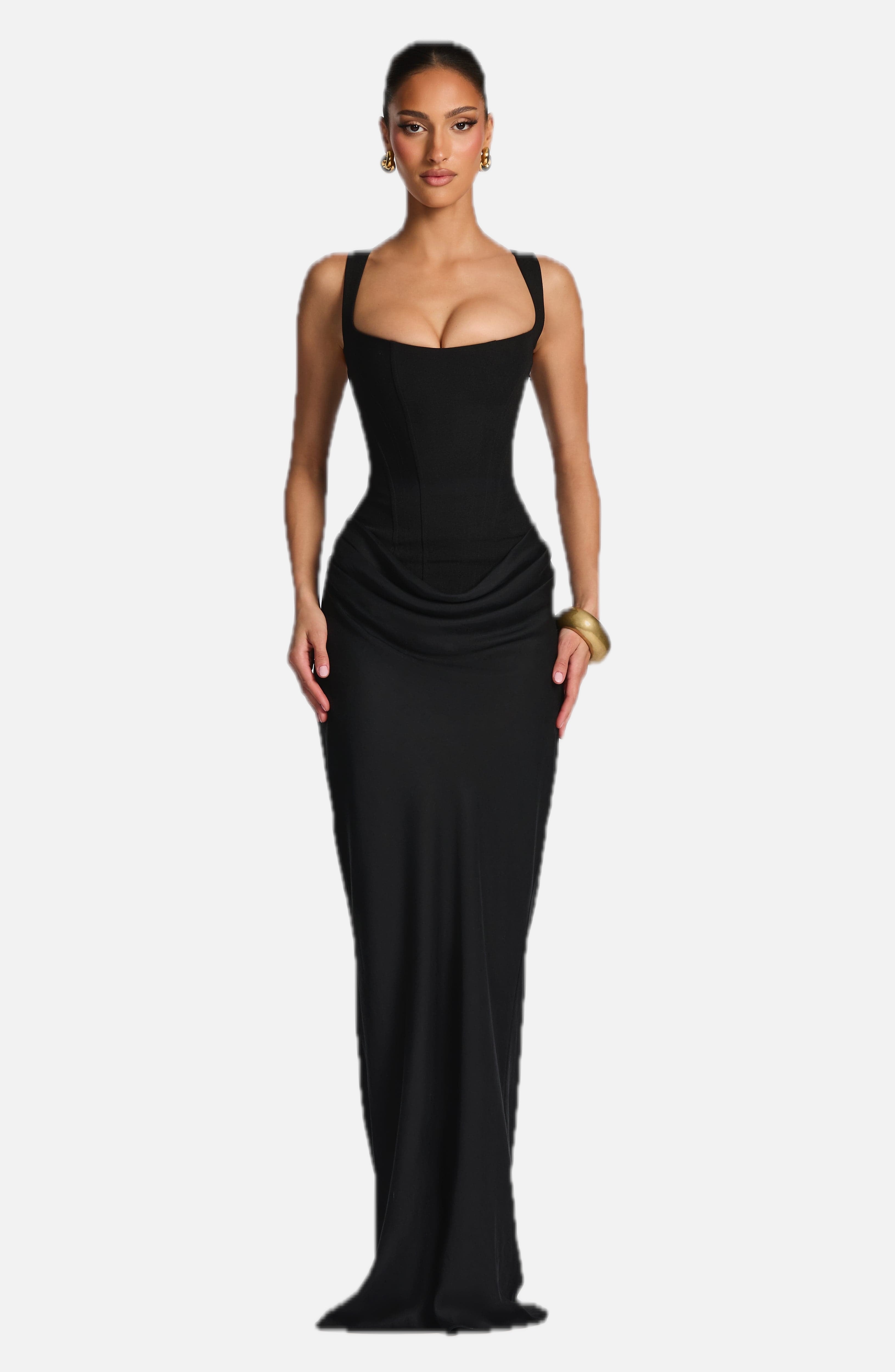 Women's Corset Maxi Dress Strapless Square Neck A-Line - 1