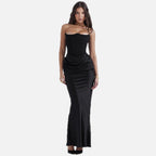 Women's Evening Dress Strapless with Corset Bodice and Draped Skirt