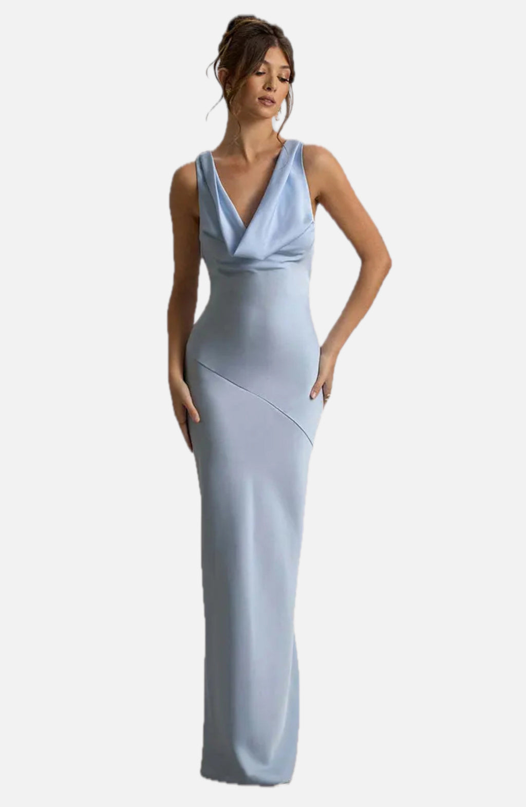 Women's Sleeveless Bodycon Maxi Dress with Cowl Neckline