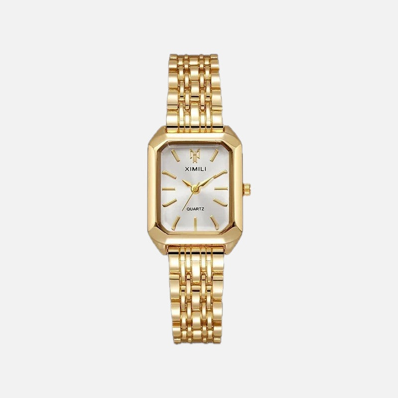 Women's Square Face Watch with Slim Vintage-Style Strap