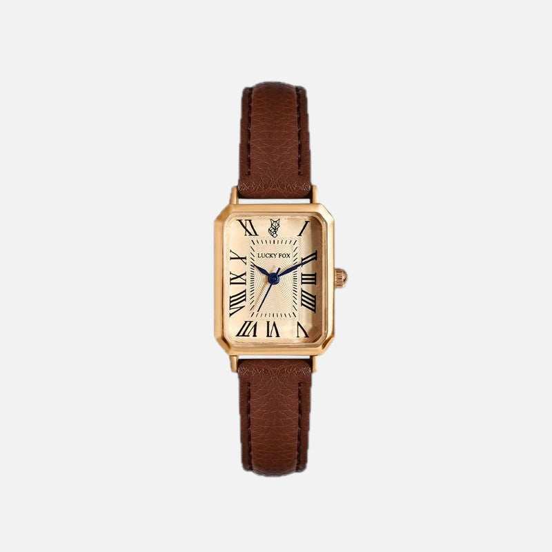 Women's Square Watch with Faux Leather Strap