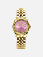 Women's Crystal Watch with Fluted Bezel and Roman Numerals