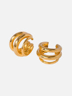 Chunky Ear Cuff with Three-Layer Design, No Piercing Needed