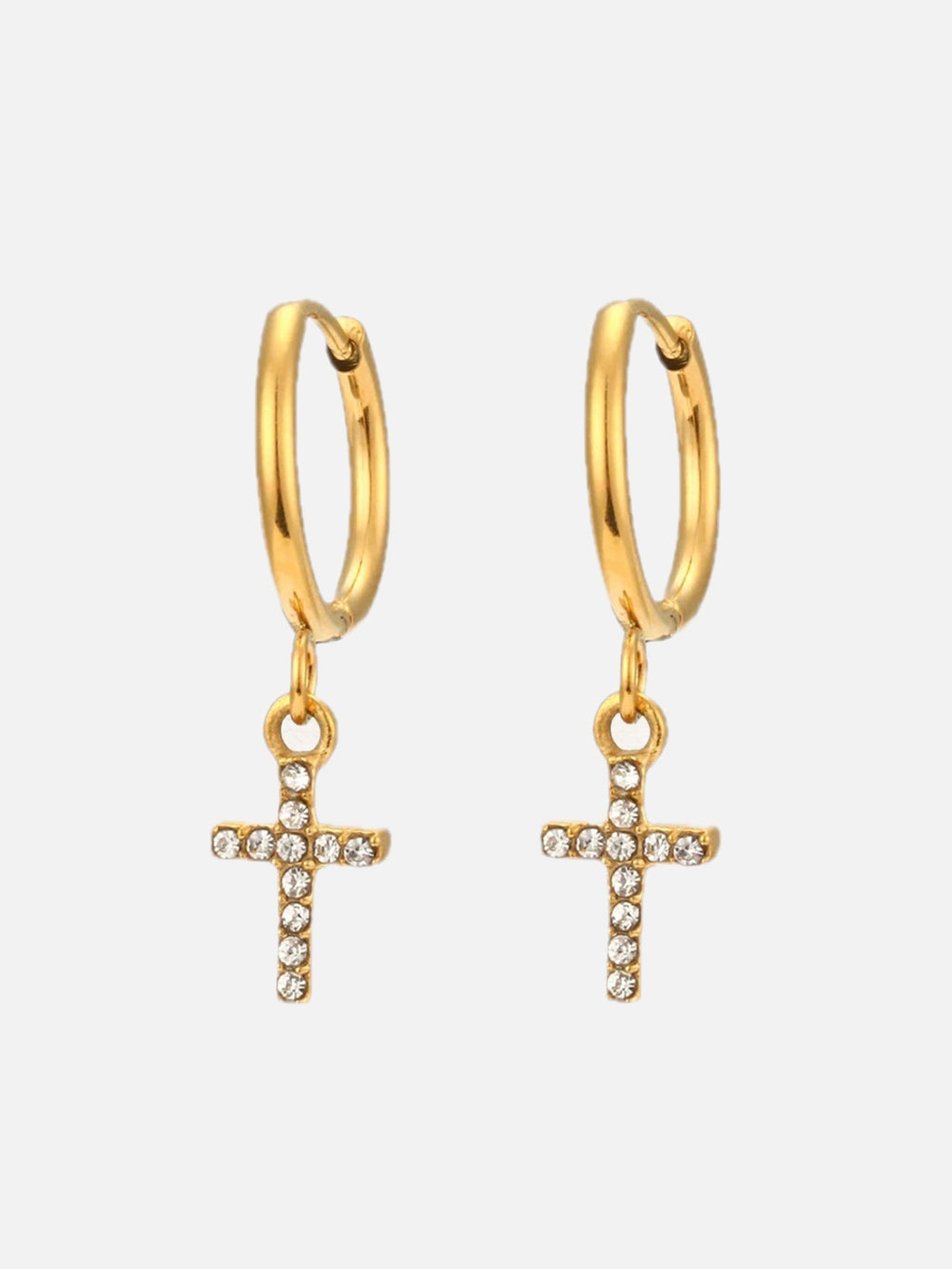 Cross Drop Earrings with Sparkling Stones