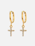 Cross Drop Earrings with Sparkling Stones
