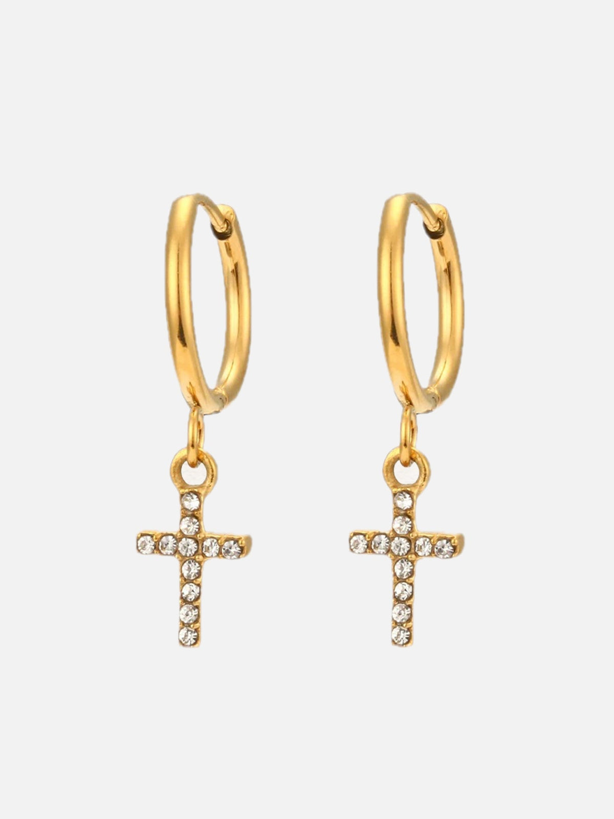 Cross Drop Earrings with Sparkling Stones