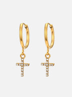 Cross Drop Earrings with Sparkling Stones