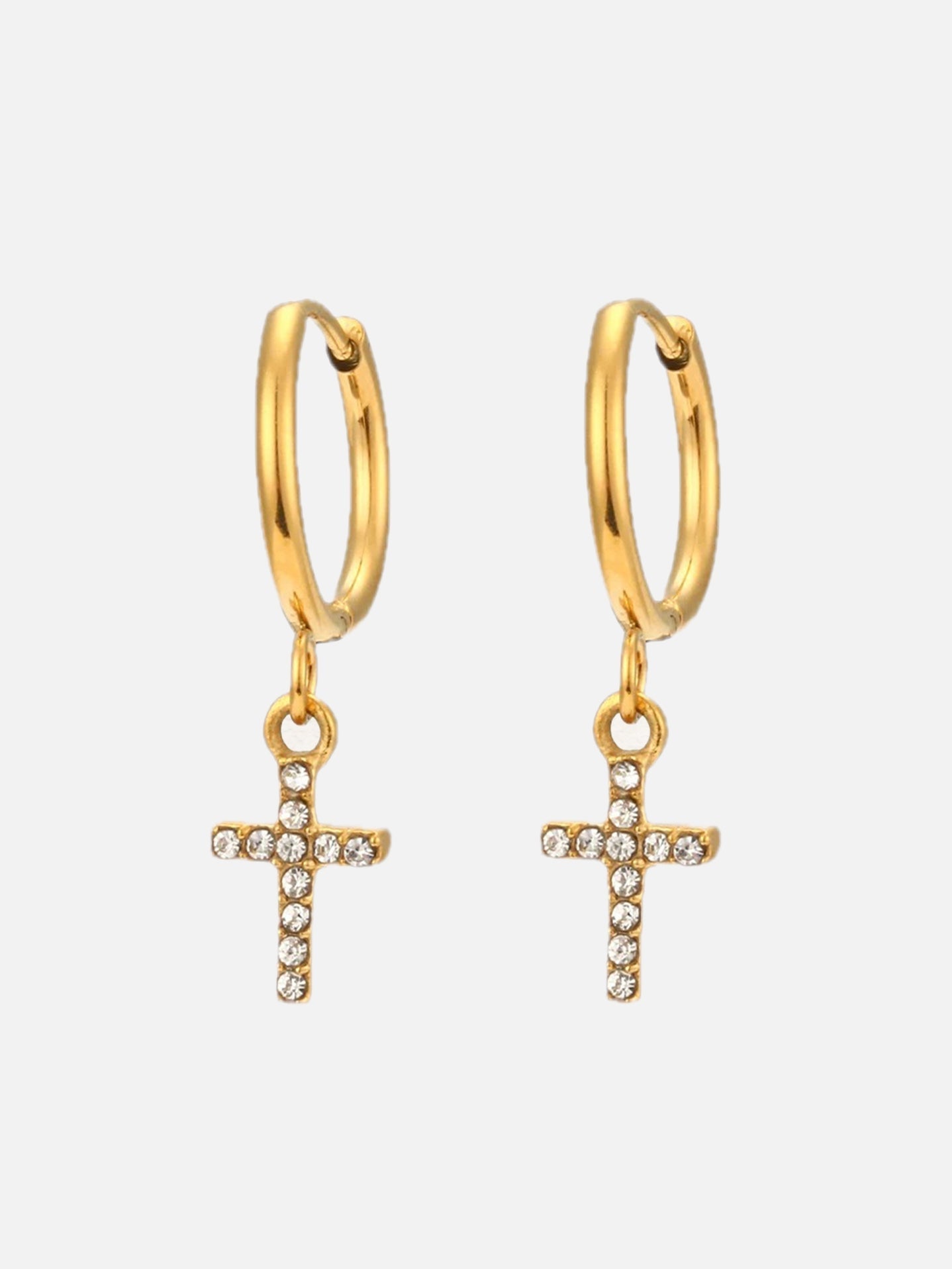 Cross Drop Earrings with Sparkling Stones