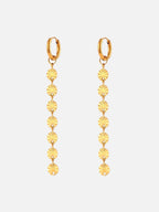 Statement Drop Earrings with Textured Disc Chain