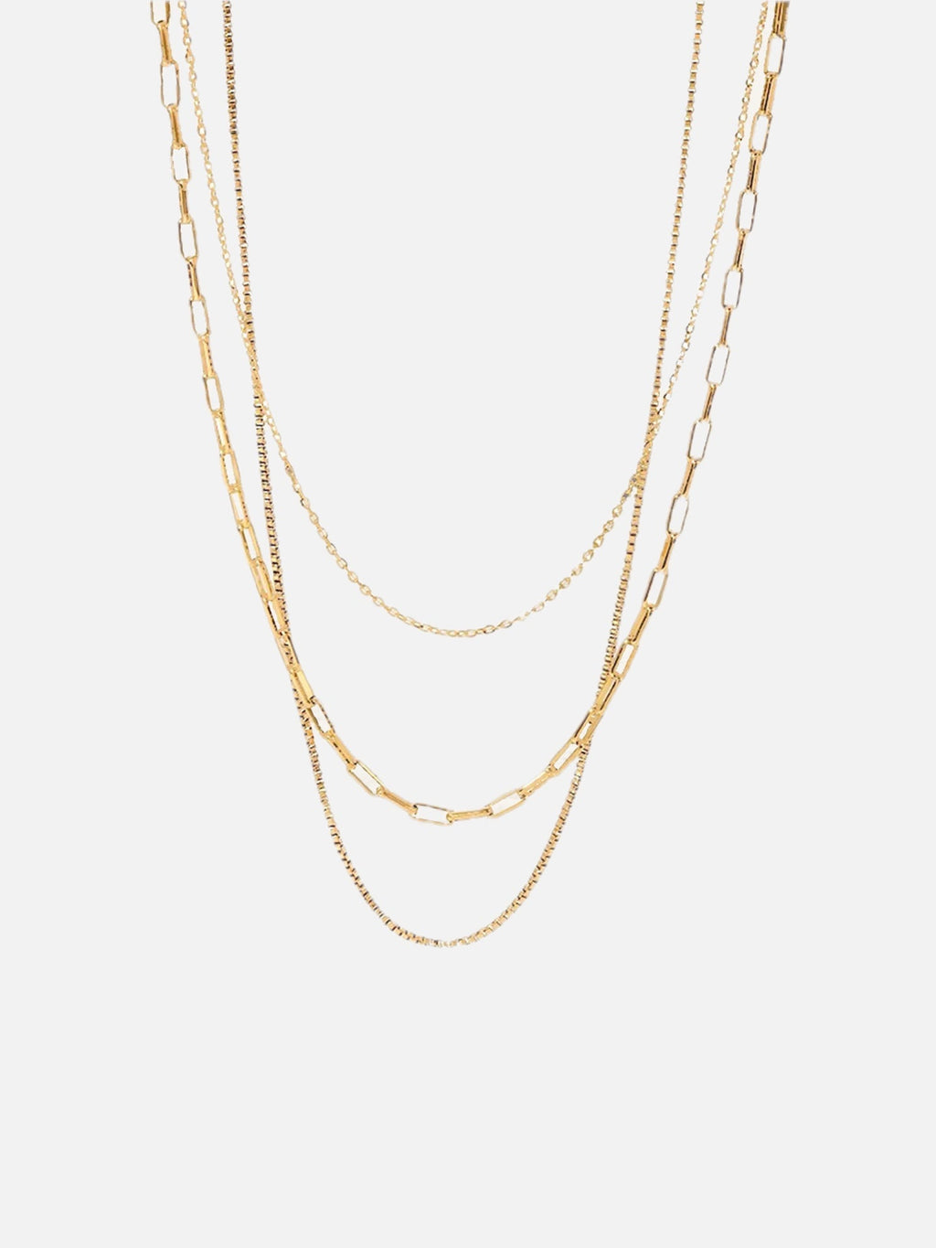 Women's Triple Layer Chain Necklace with Graduated Lengths