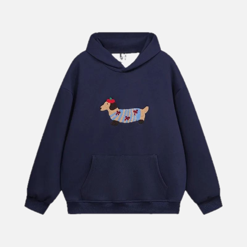 Women's Hoodie with Embroidered Dachshund Design
