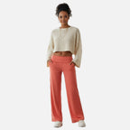 Women's Wide Leg Trousers with High Elastic Waistband
