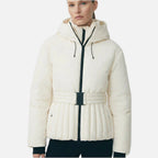 Women's Ski Jacket with Detachable Hood, Belted Fitted Waist