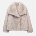 Women's Faux Fur Coat with Wide Collar