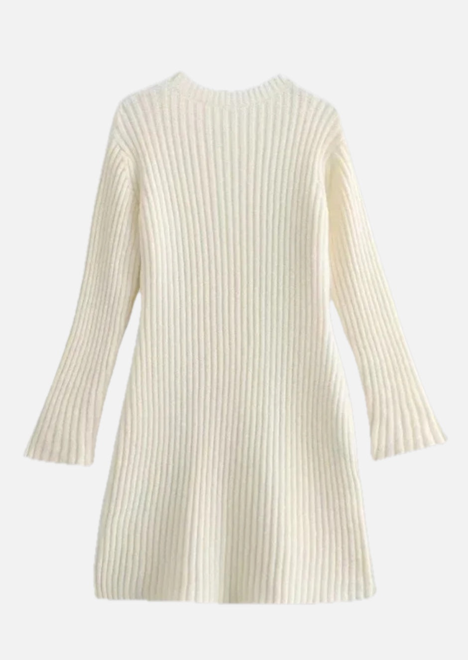 Women's Ribbed Mini Dress with Long Sleeves