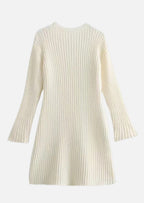 Women's Ribbed Mini Dress with Long Sleeves