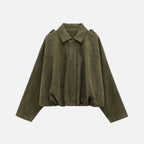 Women's Cropped Jacket with Shoulder Epaulettes