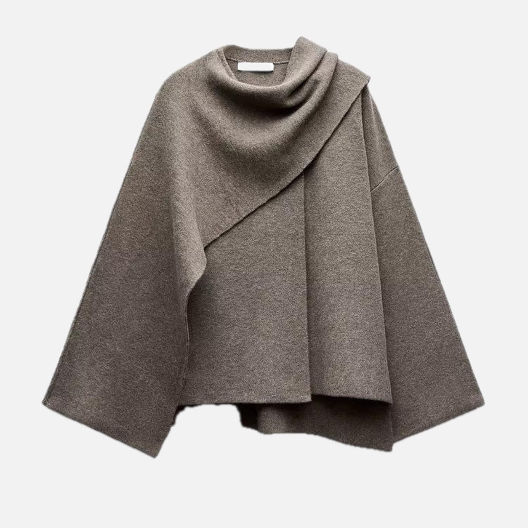 Women's Oversized Wrap Coat with Draped Neckline and Belted Waist