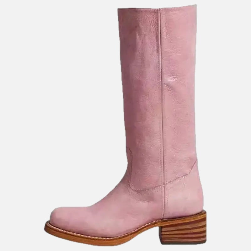 Women's Western Boots with High Shaft and Stacked Heel
