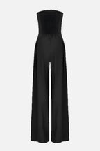 Women's Strapless Jumpsuit with Wide Legs and Defined Waist