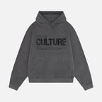 Unisex Hoodie with Rhinestone Statement Text and Relaxed Fit