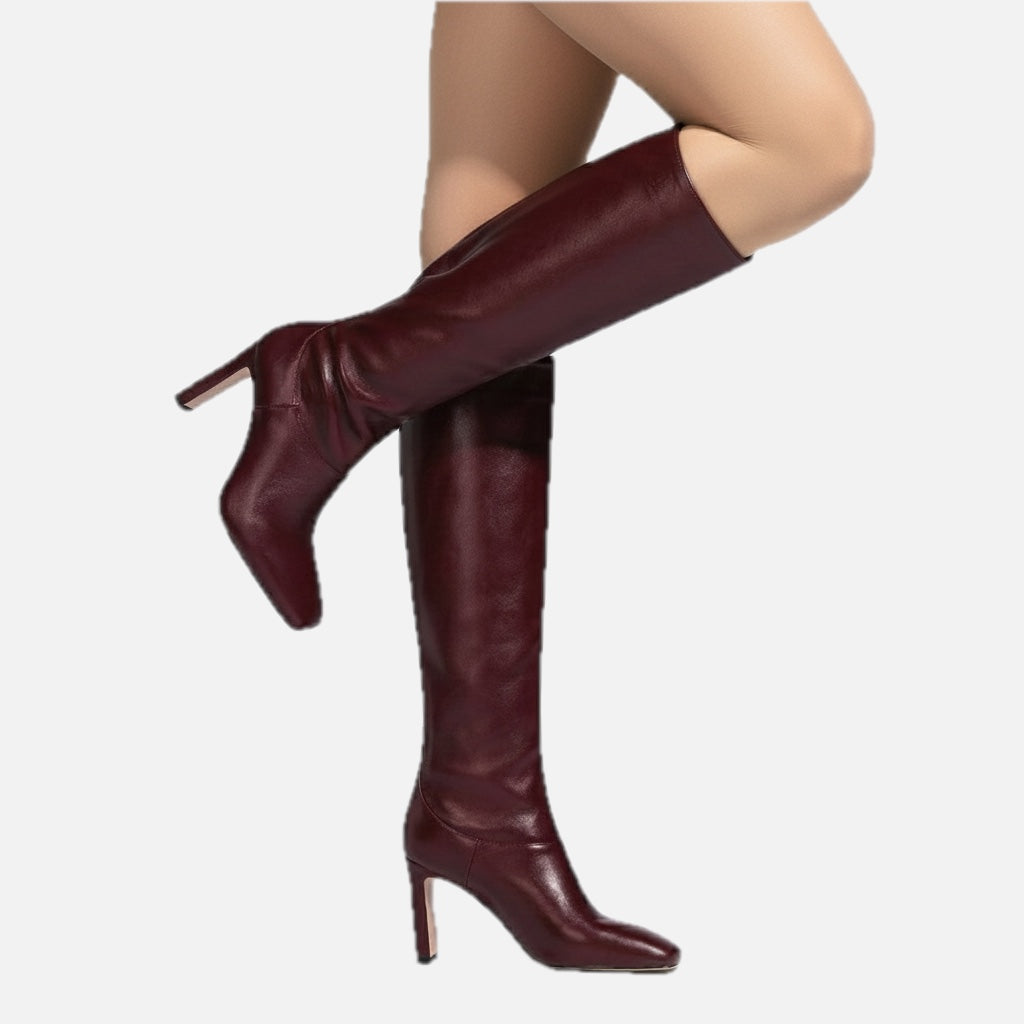Women's Knee High Boots with Pointed Toe and Stiletto Heel