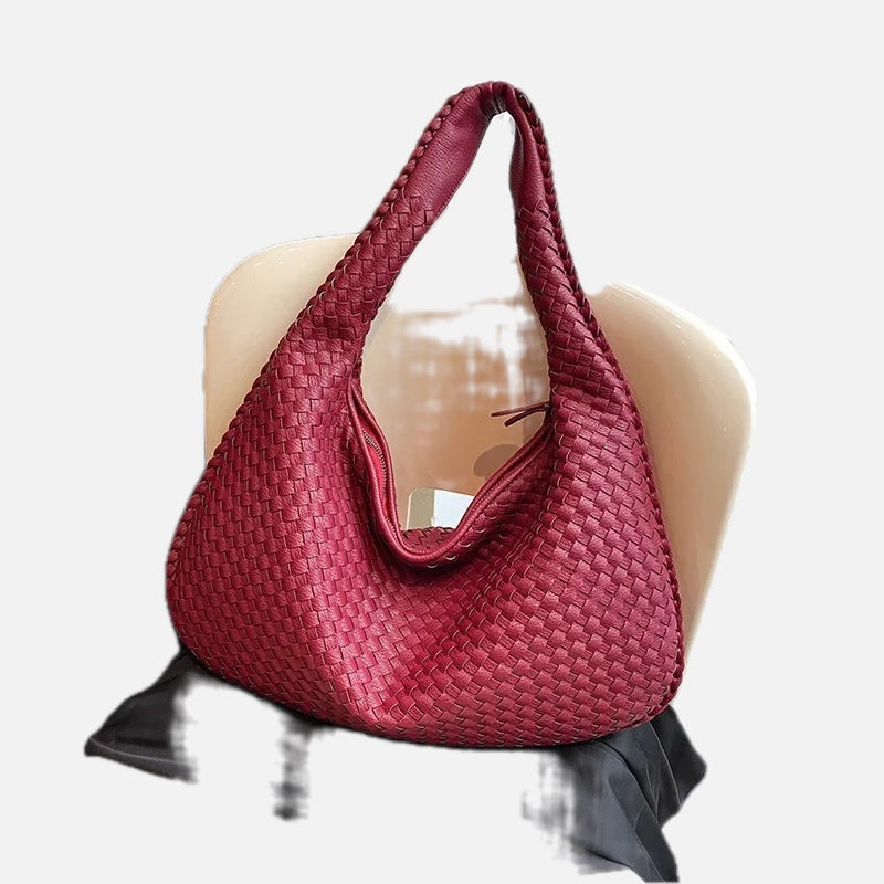 Women's Shoulder Bag with Woven Braided Texture