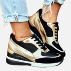 Women's Wedge Sneakers with Metallic Details
