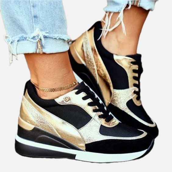 Women's Wedge Sneakers with Metallic Details
