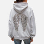 Women's Hoodie with Sequin Angel Wing Back Print