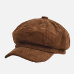 Women's Newsboy Cap with Ribbed Texture and Rounded Panels