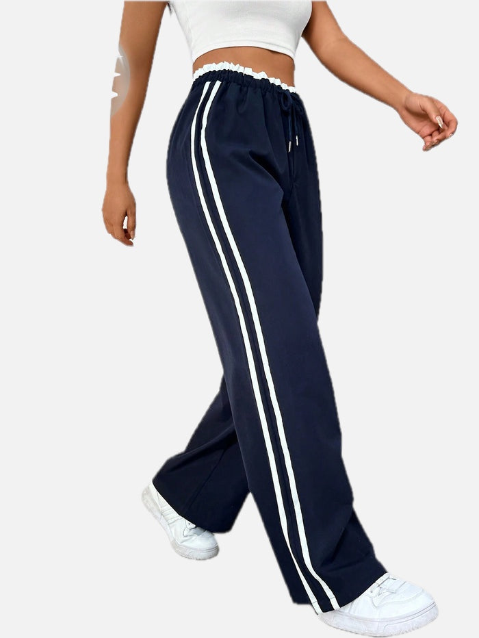 Women's Track Trousers Straight Leg with Side Stripes and Elastic Waistband