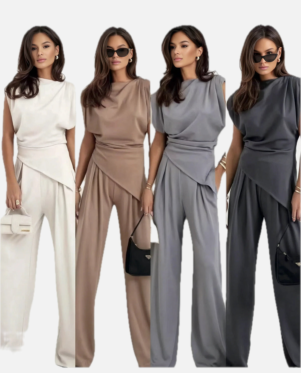 Women's Two Piece Set Sleeveless with Asymmetric Draping