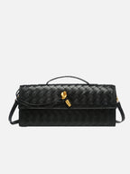 Woven Handbag with Knot and Gold Link Detail