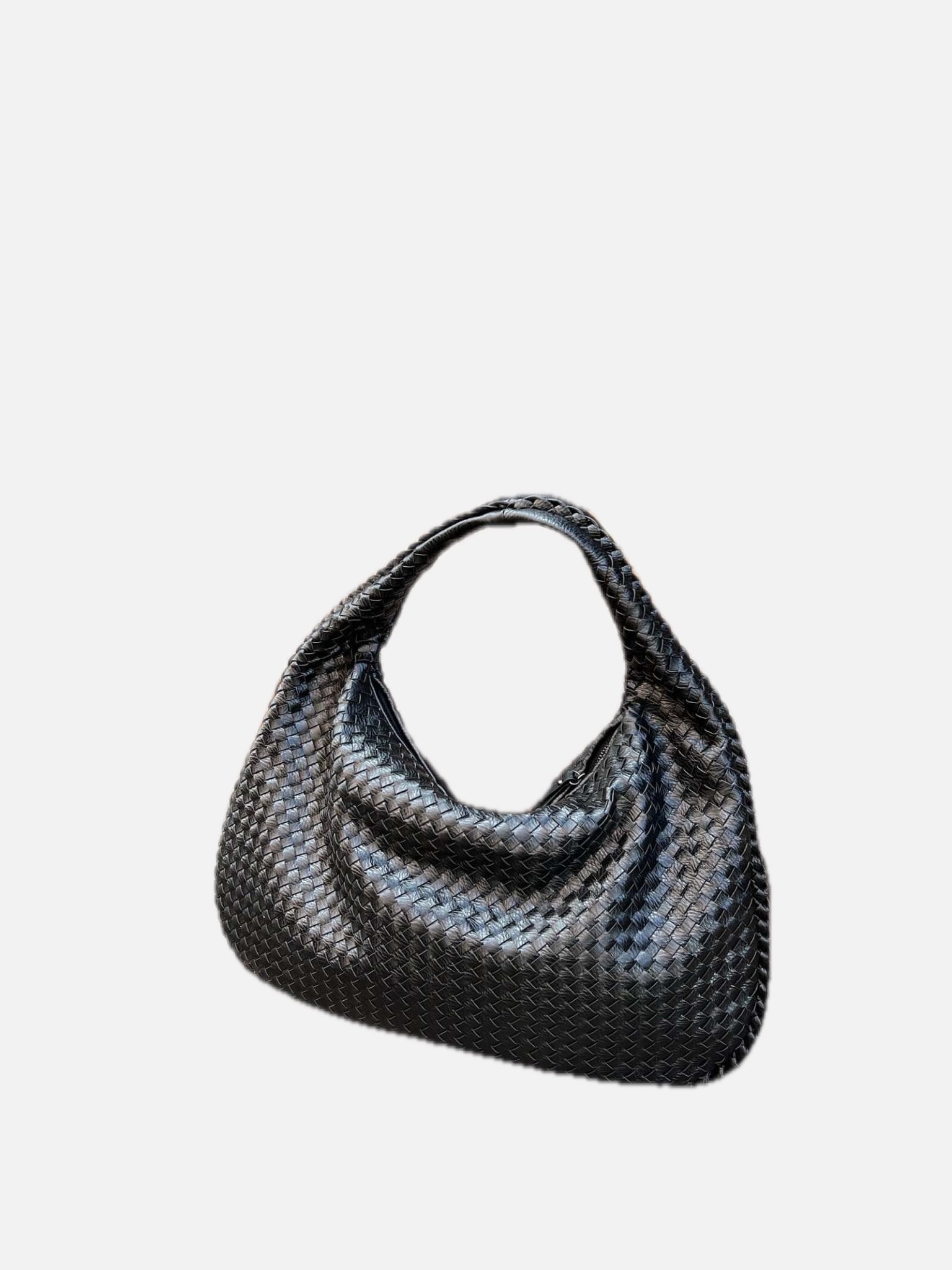 Oversized Woven Tote Bag with Braided Faux Leather Handle