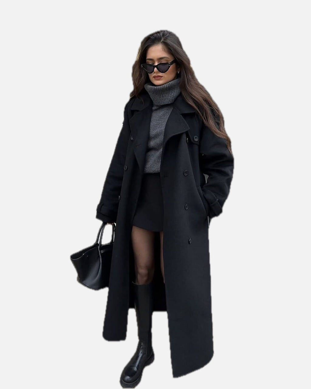 Women's Long Coat Relaxed Tailored with Lapel Collar