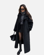 Women's Long Coat Relaxed Tailored with Lapel Collar