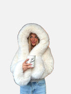 Women's Hooded Faux Fur Jacket with Fluffy Texture