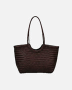 Braided Tote Bag with Woven Faux Leather Design - 1