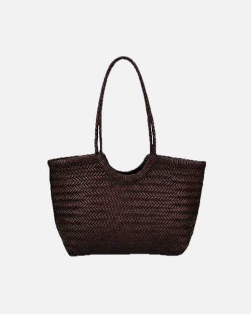 Braided Tote Bag with Woven Faux Leather Design - 1
