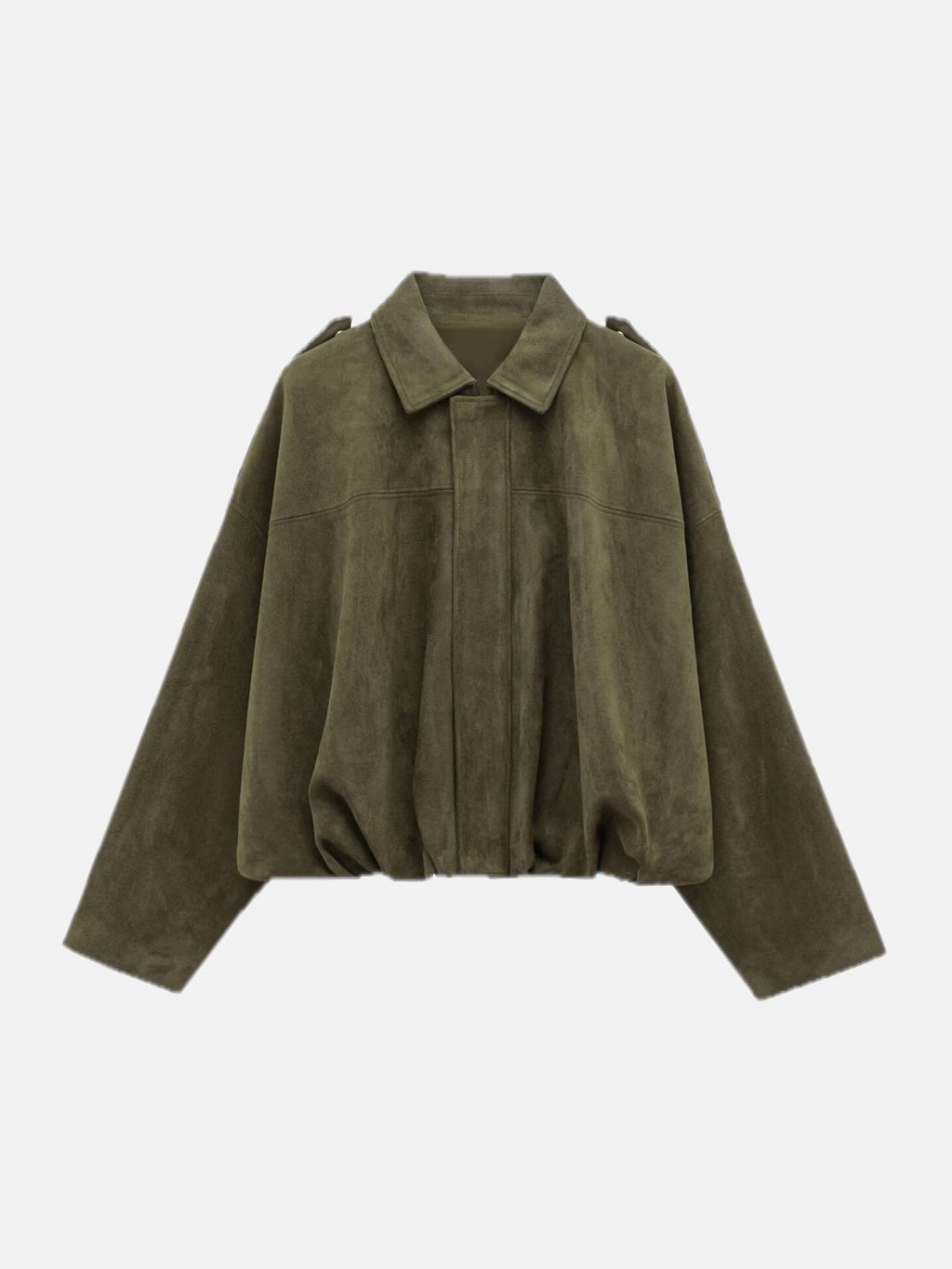 Women's Faux Suede Bomber Jacket Oversized with Front Zip