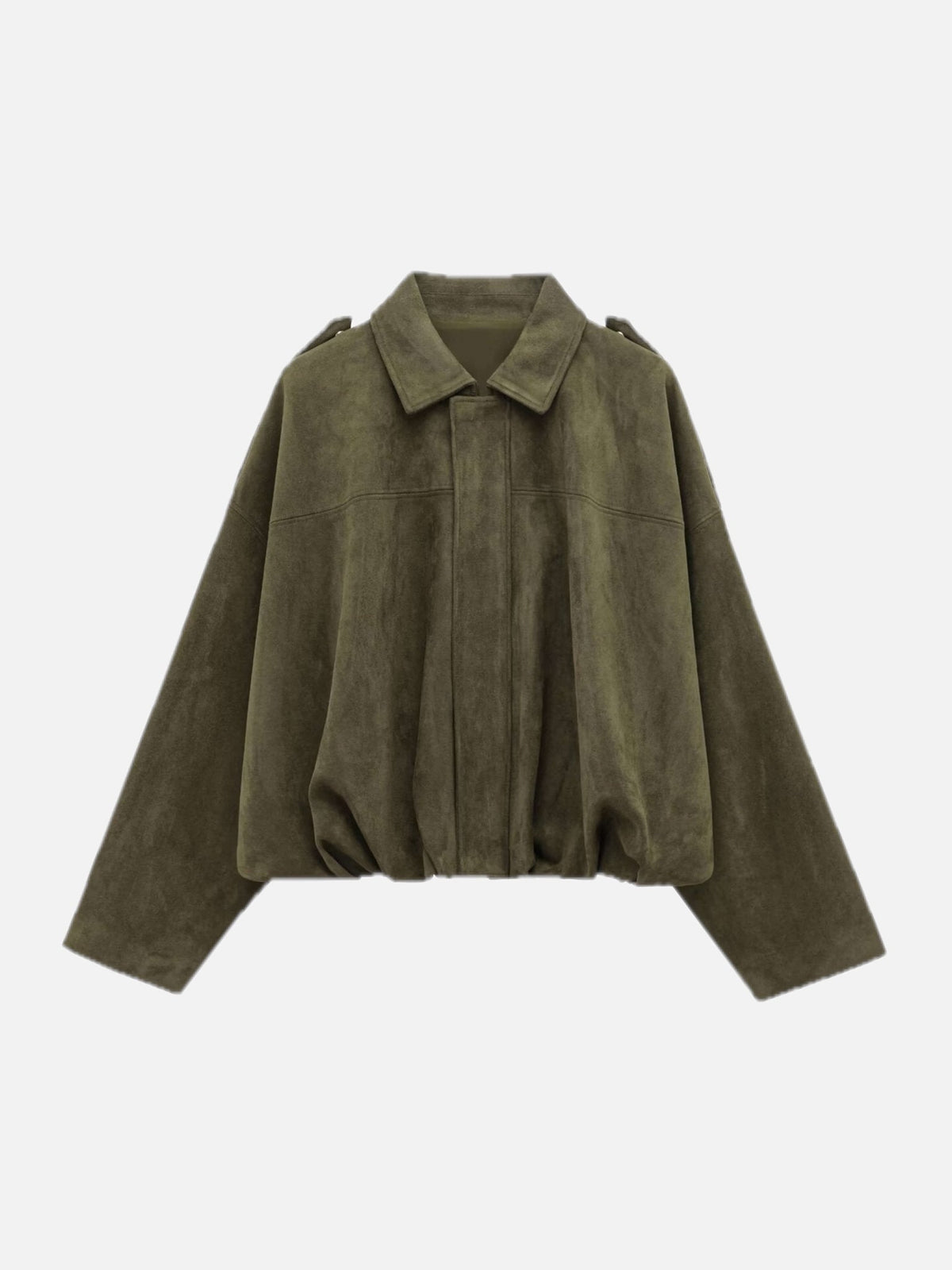 Women's Faux Suede Bomber Jacket Oversized with Front Zip