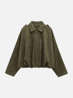 Women's Faux Suede Bomber Jacket Oversized with Front Zip