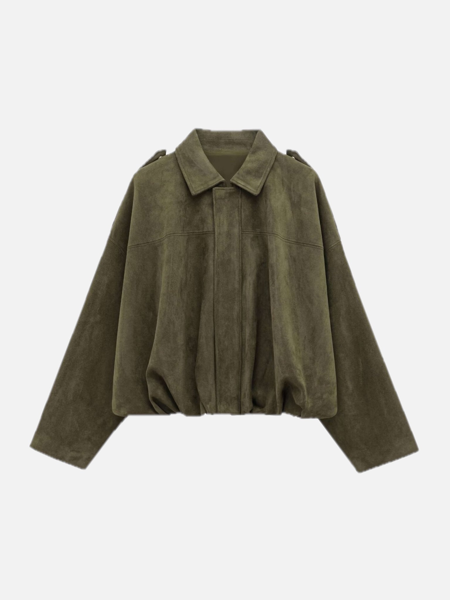 Women's Faux Suede Bomber Jacket Oversized with Front Zip
