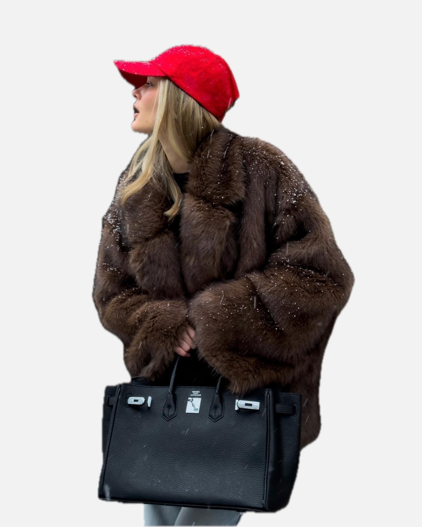 Women's Faux Fur Coat Relaxed Fit with Gradient Tones