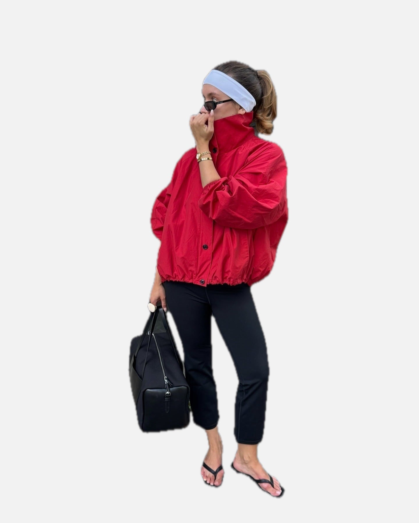 Women's Bomber Jacket High Neck with Puff Sleeves